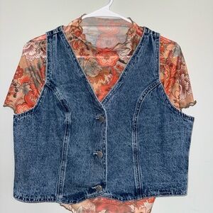 Denim Vest with Floral Top